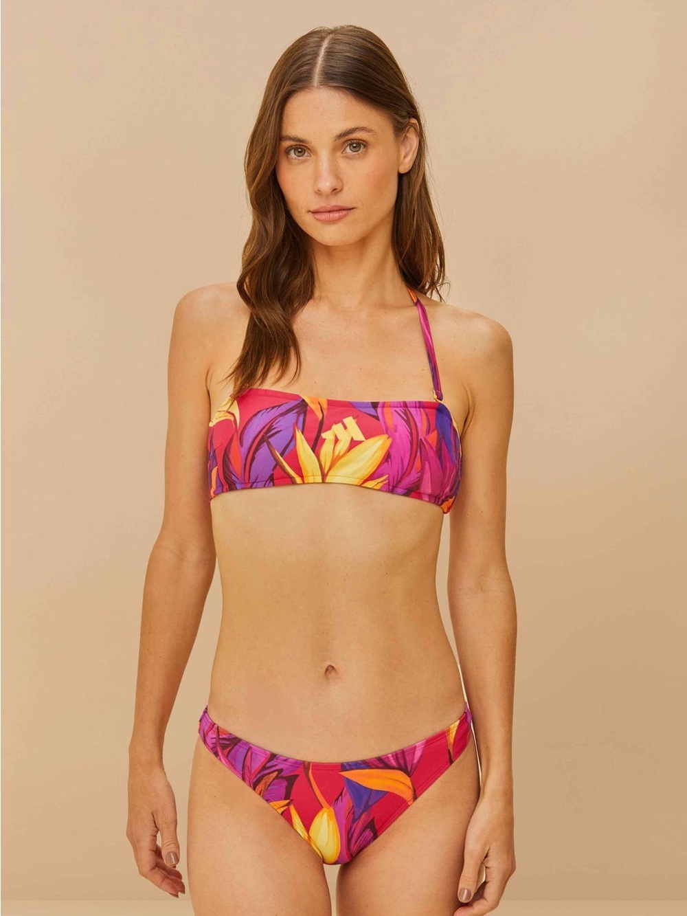 FARM Rio/Adidas Pink & Yellow Floral Bandeau Bikini